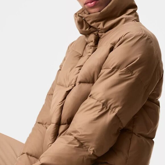 Alo Yoga Womens Jacket Gold Rush Puffer Full Zip Tall Collar M Toasted Almond - Picture 6 of 8